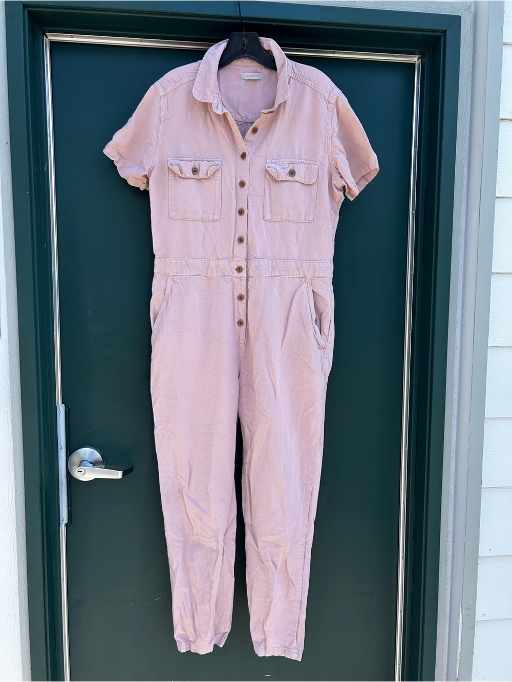 Outerknown Dusty Pink Short-Sleeve Utility Jumpsuit